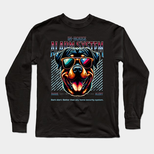 Bark Alert Rottweiler Dog Long Sleeve T-Shirt by Miami Neon Designs